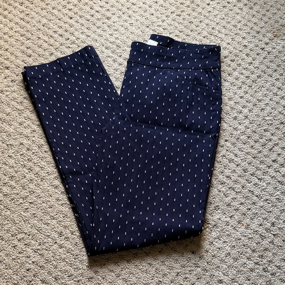 Talbots Navy Patterned Chinos Size 8 - image 1